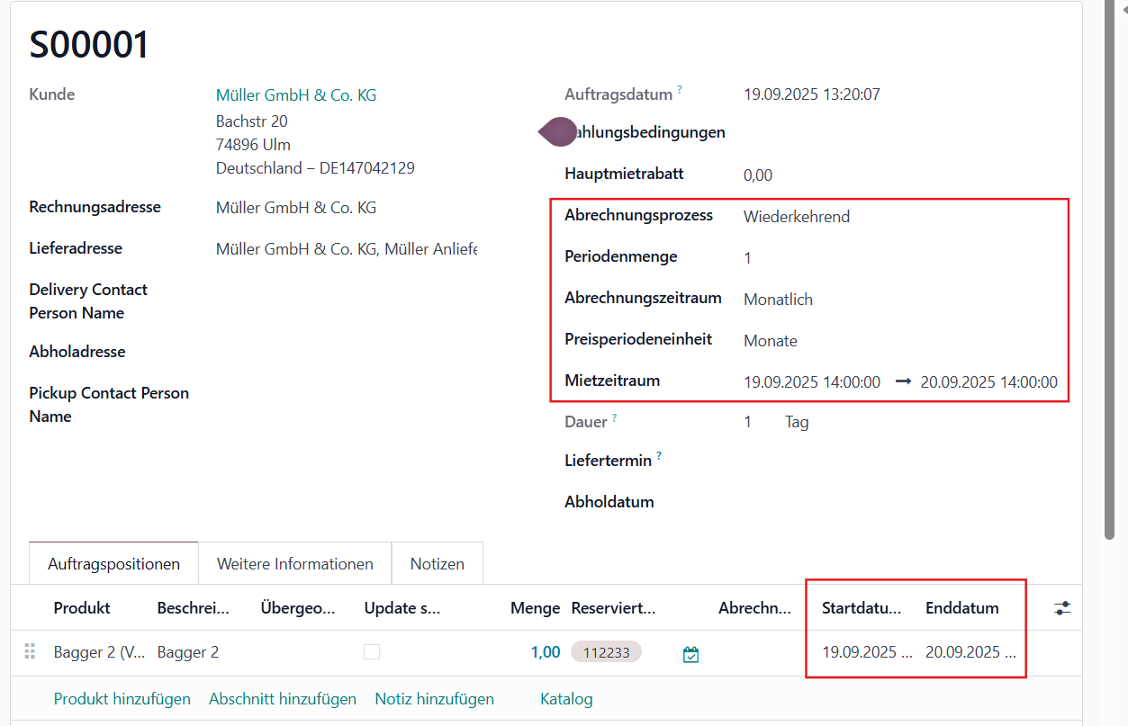 Beispiel aus einem Auftrag mit flexiblen Abrechnungsmodalitäten